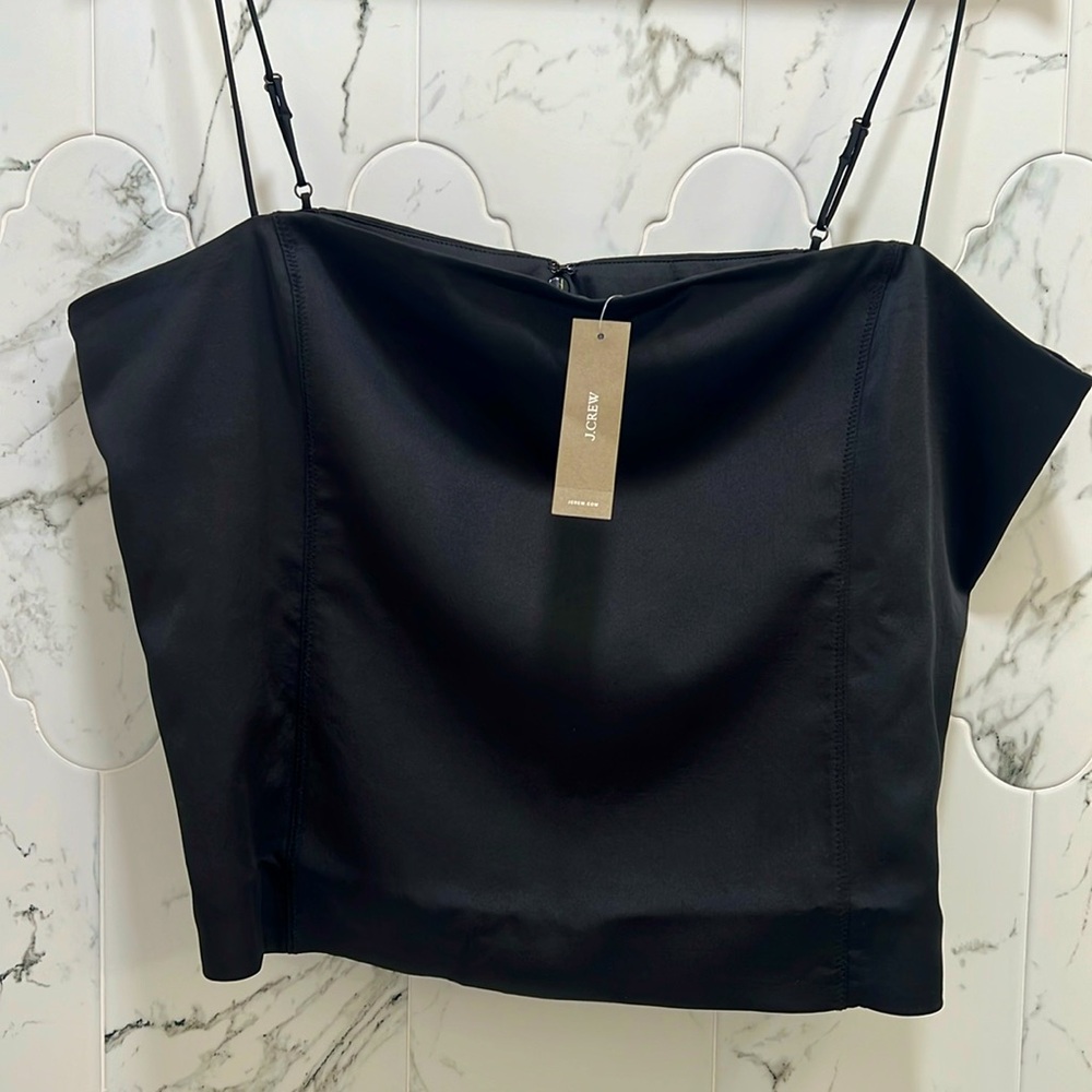 J. CREW BUSTIER TOP IN STRETCH SATIN